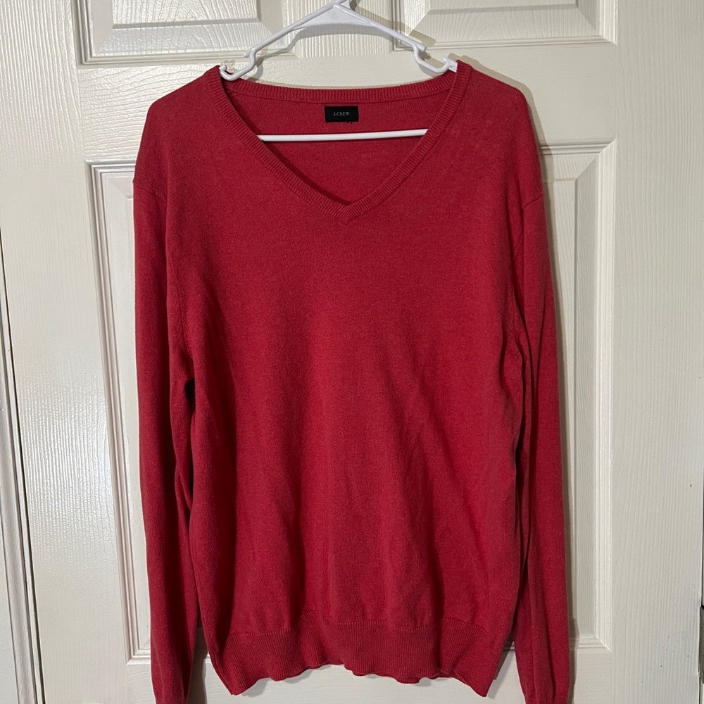 J. Crew Red Men’s V-Neck Sweater; Cotton and Cashmere